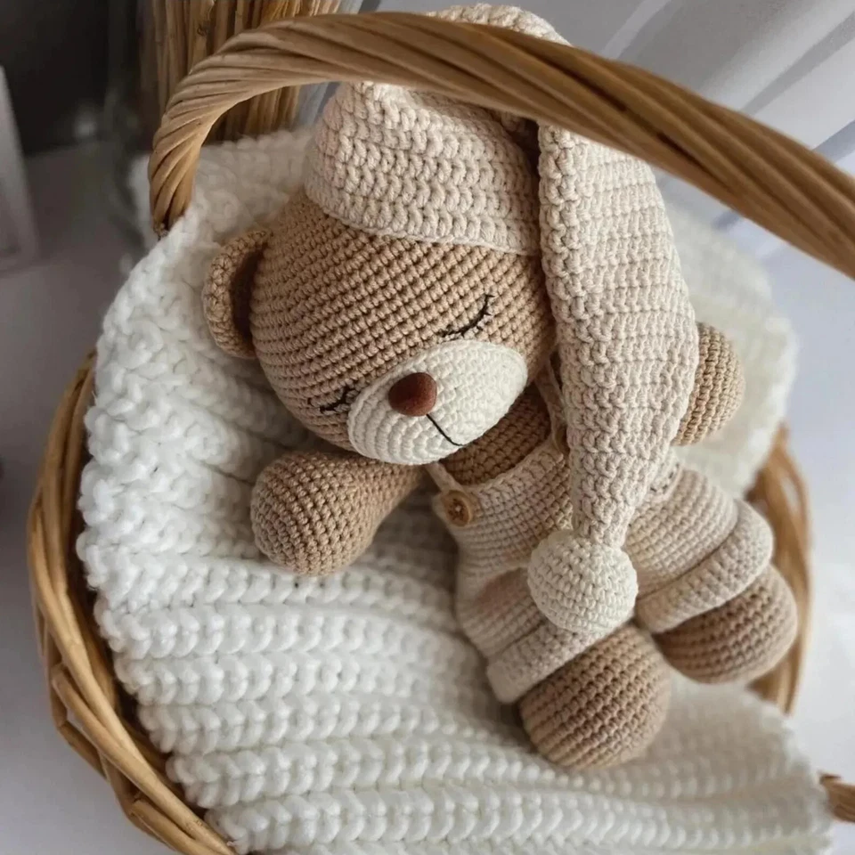 Sleeping Crochet Teddy Bear | Amigurumi Baby Toy | Gift for Newborn 20cm - Image 2 of 4