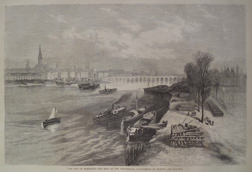 CITY OF BORDEAUX SEAT OF PROVISIONAL GOVERNMENT OF FRANCE HARPER'S WEEKLY 1871 - Picture 1 of 2