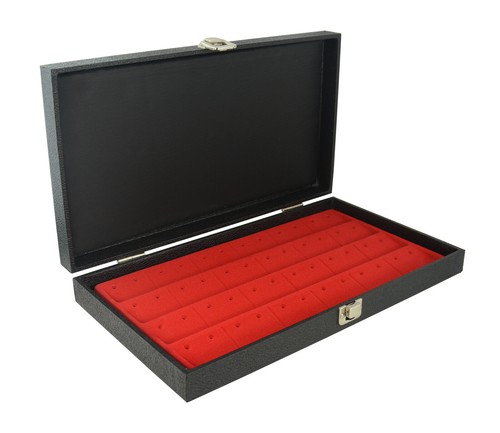 Solid Lid Wooden Display Case Choice Of Red Velvet Flocked Compartment Insert - Picture 24 of 29