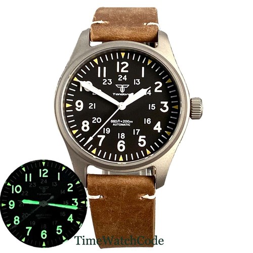 Reloj automático Tandorio titanio para hombre 39 mm 20ATM NH35 PT5000 cristal de zafiro - Imagen 16 de 27