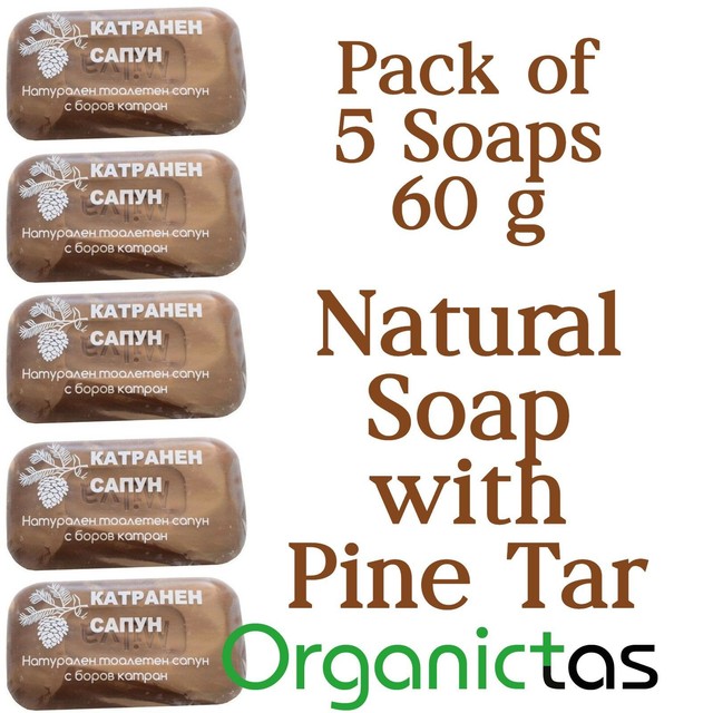 Pine Tar Soap Bar /Pack of 5x 60g/ For Men & Women / Skin & Hair Benefits + Uses Pine Tar Soap Bar /Pack of 5x 60g/ For Men & Women / Skin & Hair Benefits + Uses