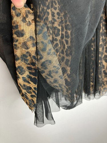 Guess Girls Size 8 Denim and Sheer Multilayer Leopard Black Gold Logo Dress - Picture 4 of 12