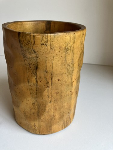 Vintage David Auld Haiti geschnitzter Holz Holzkrug mit Etikett Mid Century Modern - Bild 2 von 12