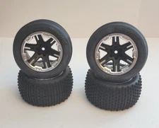 For Traxxas Rustler 2WD Alias Tires On RXT Chrome/Black Wheels BL2s XL-5  VXL 
