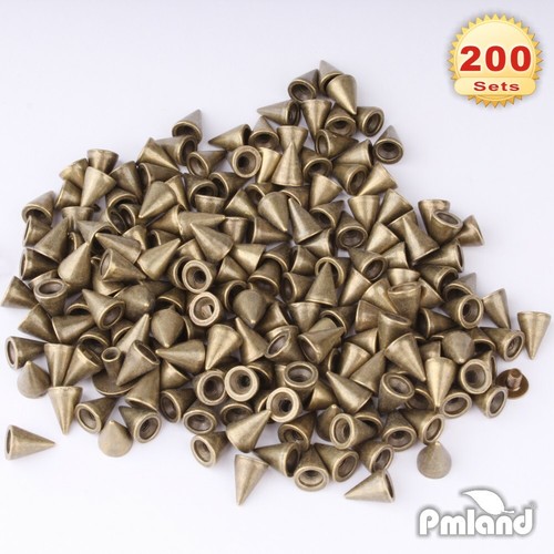 200 Sets/Paar 9,5 mm Bronze Kegel Spikes Schraubenzieher Zum Selbermachen Handwerk Nieten Punk - Bild 2 von 5