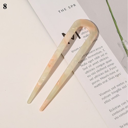 Ladies Girls Leopard Print Hair Sticks Acetate Retro Hairpin U Shape 1 - Picture 19 of 40
