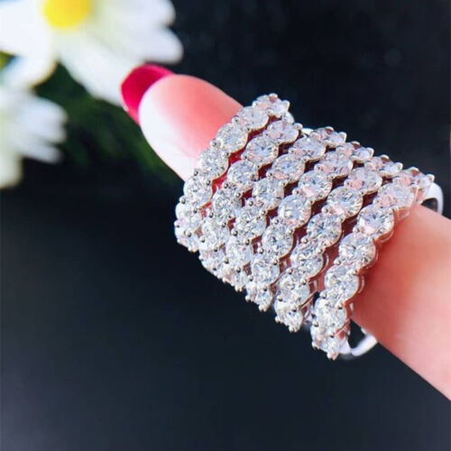 Fashion Band Jewelry Cubic Zircon 925 Silver Ring 1Pc Wedding Ring Sz 6-10