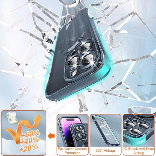 TPU Soft Clear Case Plating Magnetic Safe Cover For iPhone 15 14 Plus Pro Max - Picture 4 of 25