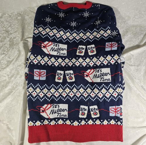 Miller Lite Adult S Ugly Christmas Sweater Tis The Season Pullover Sweater - Picture 4 of 4