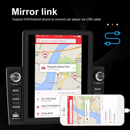 9.5" Car Radio Carplay Apple/Andriod Car Stereo Touch Screen Double 2Din +Camera - Picture 4 of 19