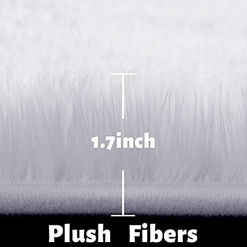White Round Rug for Bedroom,Fluffy Circle Rug 4'X4' for Kids Room,Furry Carpet - Picture 3 of 8