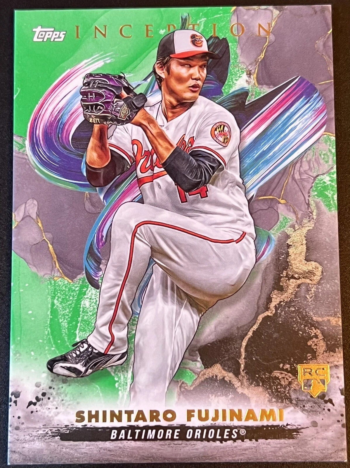 SHINTARO FUJINAMI RC 2023 Topps Inception #107 GREEN Parallel - Orioles Rookie