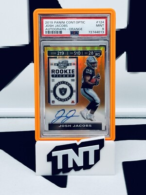 Josh Jacobs 2019 Contenders Optic Rookie Ticket Auto Orange /50 PSA 9