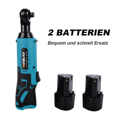 Elektrischer 3/8'' Akku Ratschenschrauber Ratschen Winkelschrauber 2 Akkus 60NM - Bild 12 von 13