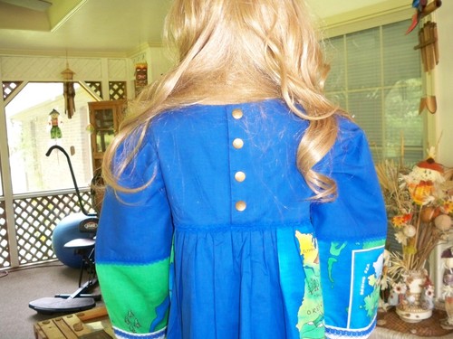 Only One-Girls Handmade One Of A Kind Map Dress.  Size 7-8 T.  One Of A Kind - Picture 6 of 13