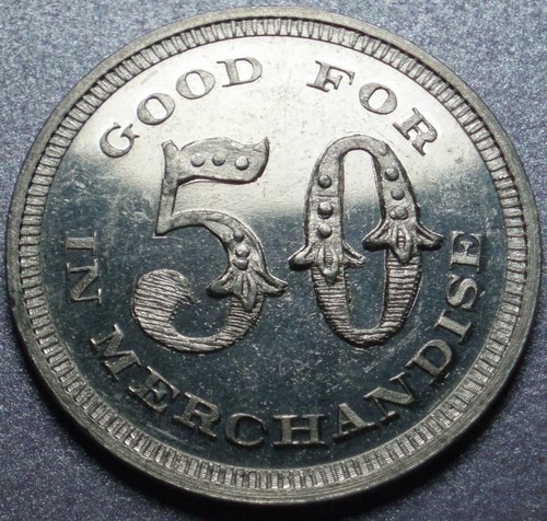 1895 OGDEN IOWA Good For 50¢ DETLEF NEBBE "The Big Daylight" GENERAL STORE Token - Picture 2 of 2