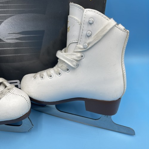 Graf Davos Gold Junior Girls White Leather Figure Ice Skates - Size 30 / UK 12 - Picture 3 of 16