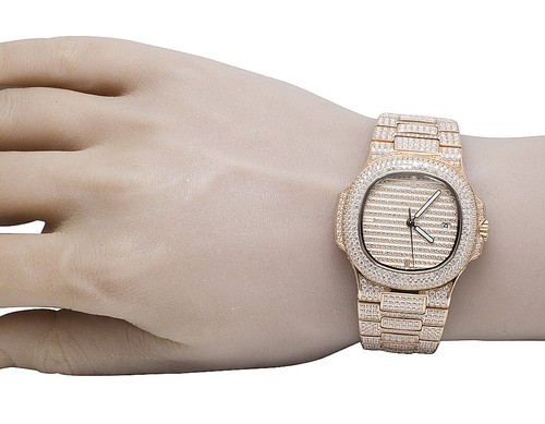 Mens Iced Rose Stainless Steel 40MM PP Cubic Zirconia Watch - Bild 3 von 10