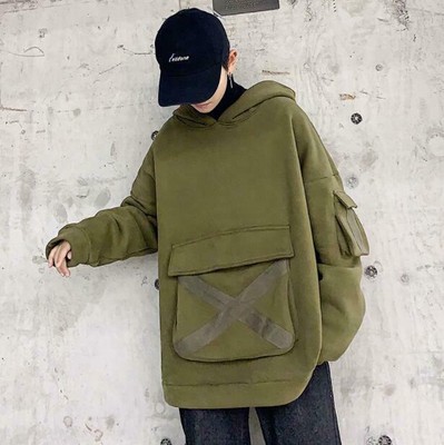 Men Chic Pullover Coat Jacket Loose Fit Korea Style Cotton Hooded Tops Blouses Men Chic Pullover Coat Jacket Loose Fit Korea Style Cotton Hooded Tops Blouses
