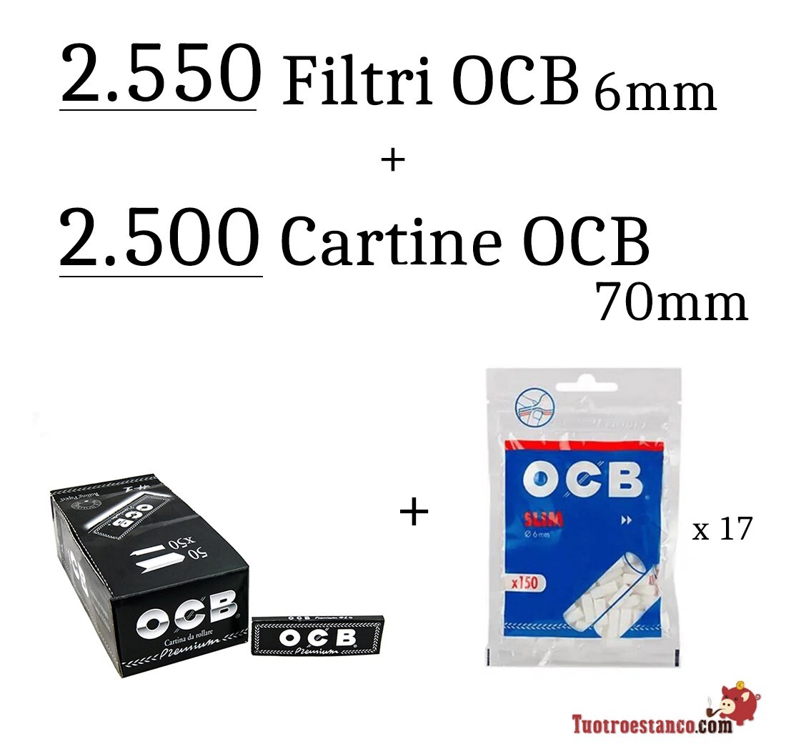 2.500 Cartine OCB 70mm + 2.550 Filti OCB Slim 6 mm