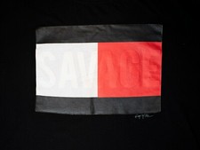 Ring of Fire Men's Savage Red White Black Men's XLarge T-Shirt Raised Lettering
