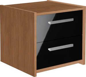Details About New Sywell 2 Drawer Bedside Chest Walnut Black Gloss