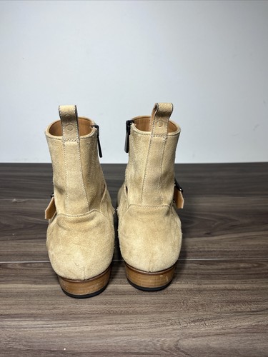 ORO Botas con Correa al Tobillo Beige Gamuza Hebilla Cremallera Lateral Pull On Zapatos de Vestir para Hombres Talla 9 - Imagen 3 de 12