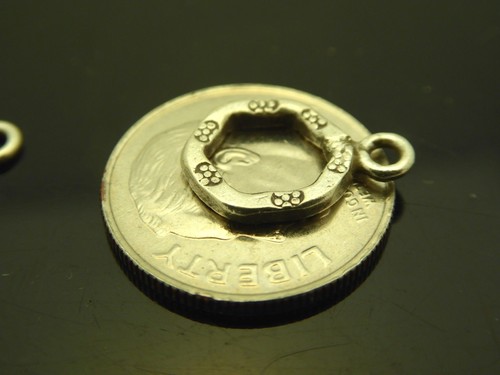 Vintage Karen Hill Tribe Sterling Silver Handmade Floral Hexagon Toggle Clasp - Picture 3 of 4