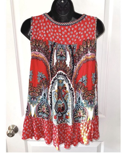 Bila by Anthropologie Women’s Floral Paisley Ruffle Tank Size X-Large - Picture 3 of 4