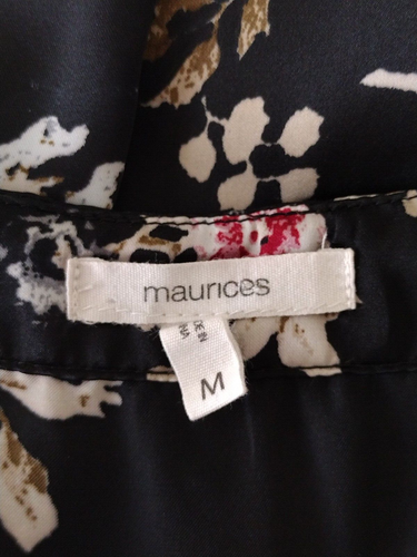 WOMEN'S MAURICES PULLOVER TOP BLOUSE TUNIC Size M SATIN FLORAL FLARE LONG SLEEVE - Picture 19 of 20