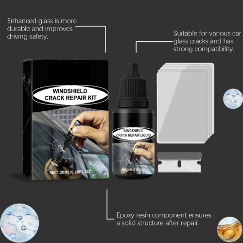 Car Windshield Repair Liquid Kit Fix Vehicle Glass Cracks Chip Windscreen Window - Picture 9 of 12