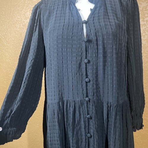 Vestido negro primavera Loft para mujer talla mediana pequeño manga larga botón delantero - Imagen 4 de 10