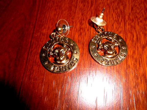 Orecchini pendenti oroscopo segno zodiacale toro toro astrologico tono oro diametro 1" - Foto 2 di 8