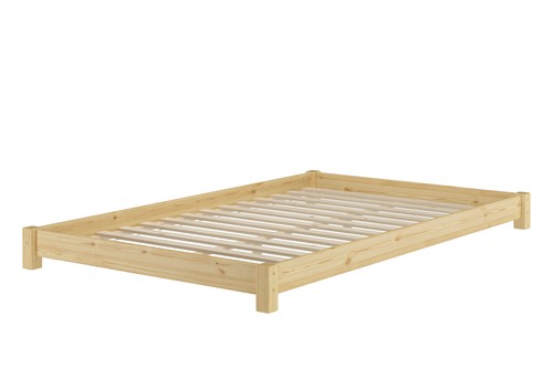Breites, flaches Futonbett Einzelbett 120x200 Kiefer massiv Niedrigbett natur - Bild 8 von 13