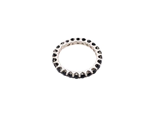 14K White Gold Eternity Round U Shape Fancy Black Natural Diamond Ring 1.50ctw - Picture 3 of 4