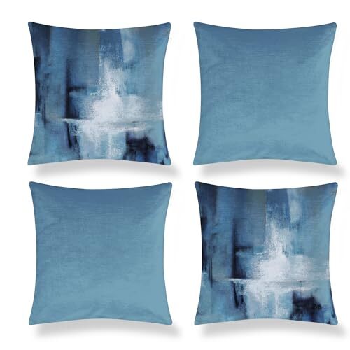 Abstract Pillow Covers 16x16 Abstract Rust Art Painting 16x16 inches Blue - Bild 6 von 6