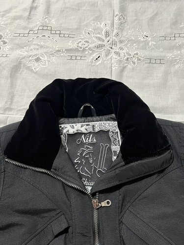 Vintage Nils Ski Black Belted Womens Jacket With Velvet Trim Size 4 - Picture 8 of 12