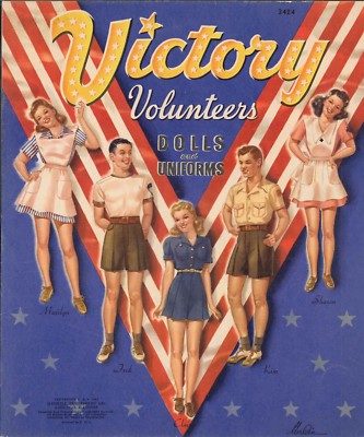 VINTAGE UNCUT 1943 VICTORY VOLUNTEERS PAPER DOLL LASER REPRO~LO PR~HI QU FREE SH