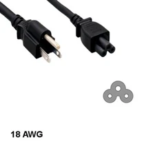1ft 3 Prongs AC Power Cable Cord NEMA 5-15P to IEC-60320 C5 18AWG 10A/125V SVT