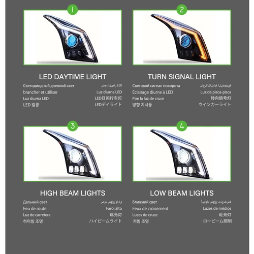 For Cadillac ATS 2014-2018 LED Headlight Assembly LED DRL Sequential Turn Signal - Picture 4 of 8