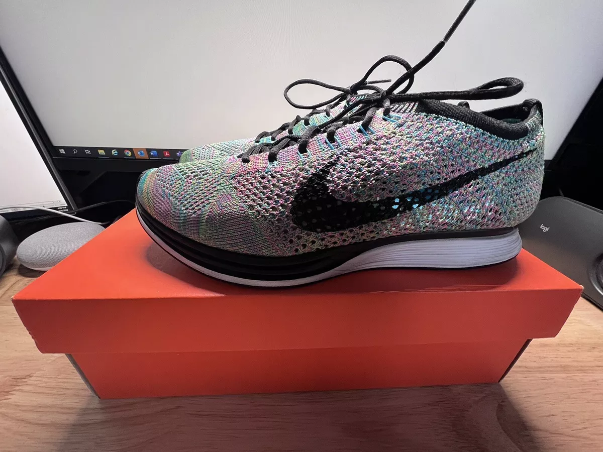 Nike Flyknit Racer 9.5 Green Strike Black Blue Lagoon 526628 304 | eBay