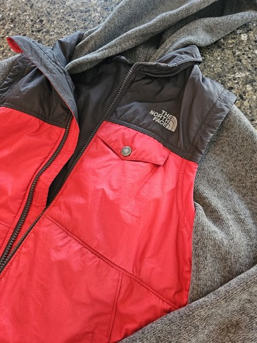 The North Face Large (14/16) Jacket Red Gray Thermal Sport Hooded Zip Up Boys L - Picture 3 of 7
