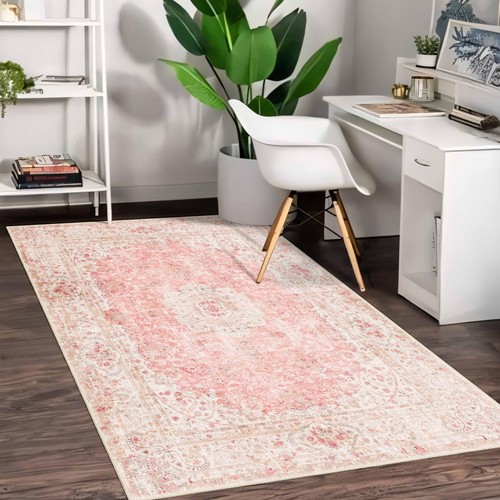 Pink Rug 3x5,Washable Area Rugs for Bedroom Living Room Kitchen Entryway,Smal... - Picture 4 of 7