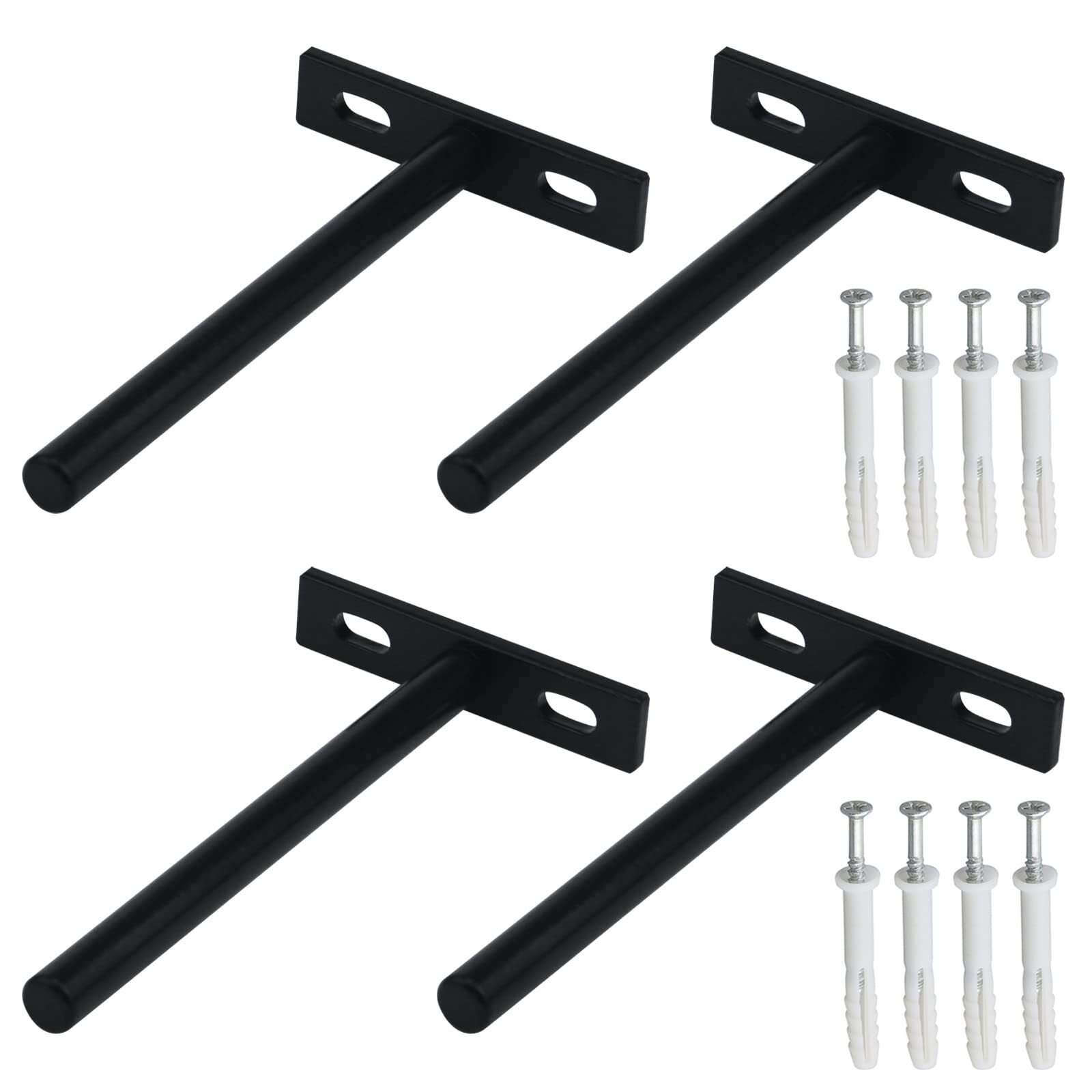 5-Inch Solid Steel Floating Shelf Brackets - 4-Piece Heavy Duty Hidden Supports for Large Shelves  