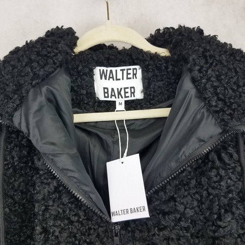 NEU Walter Baker Größe M Amanda flauschige Jacke in Schwarz Kapuze Neu mit Etikett $ 398 - Bild 3 von 10