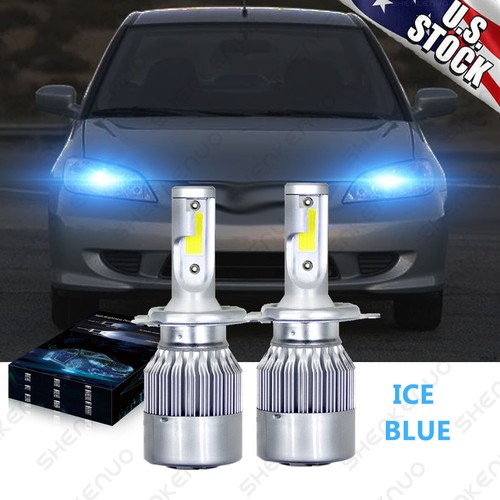 8000K LED Headlight Bulb Hi-Low Beam Kit Ice Blue For HONDA CIVIC 1992-2003 2x - Picture 1 of 12