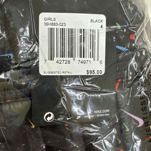 NWT Nike Girls Black Multi/ Swoosh Pattern Hooded Zip-Up Coat Sz 4 - Picture 7 of 7