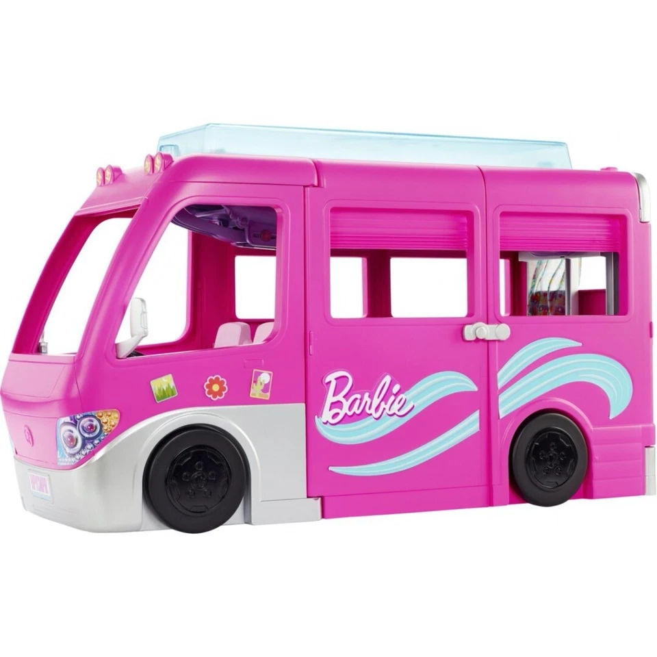 MATTEL Barbie Camper, Juego de Muñeca con 60 Accesorios, Diapositiva de 30 Pulgadas HCD46 Foto 2 de 4