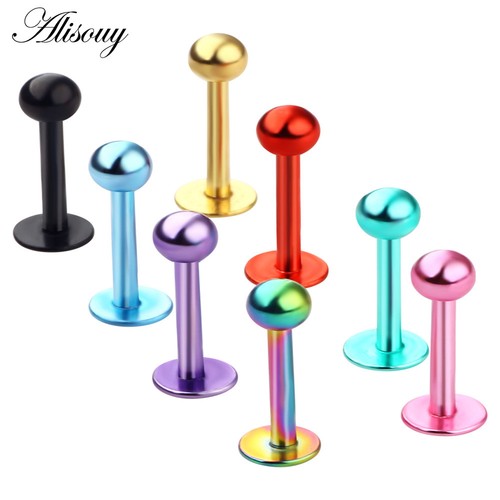 14g 16g Stainless Steel Labret Lip Monroe Cheek Tragus Ring Stud Silver Piercing - Picture 3 of 12