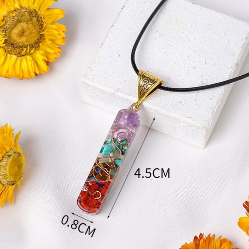 Natural Quartz Crystal necklace colorful Resin Pendant Birthday present gift  - Picture 9 of 12